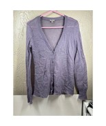 J.Jill Cardigan Lightweight Lavender Mohair Wool Blend V-Neck Buttons Si... - $46.19 CAD