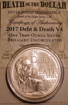 In Debt &amp; Death V4 1oz 2017 .999 Pure Silver Shield Minimintage Bu - £82.62 GBP