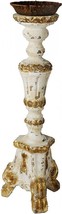 Candlestick Candleholder Transitional Gold White Wood Carved - $219.00