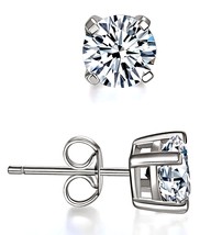 Sterling Silver Earrings with 0.5 Carat Moissanite Gemstone - £67.84 GBP