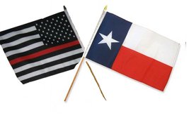 AES 12x18 12&quot;x18&quot; Wholesale Combo USA Red Line &amp; State Texas Stick Flag - £8.69 GBP