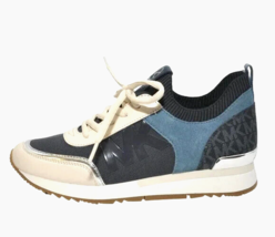 New Michael Kors Jenkins Stretch Knit Trainer Sneakers Navy Multi Size 9... - £67.09 GBP