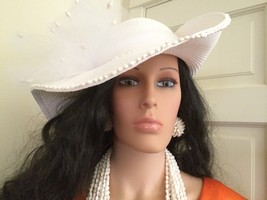 Off-White Dovetail Shell Beaded Wedding Hat,Beach Wedding,Church Hat,Pir... - £127.89 GBP
