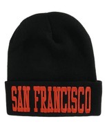 San Francisco Adult Size Winter Knit Cuffed Beanie Hat (Black) - £13.54 GBP