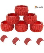 Prisha India Craft - Beaded Napkin Rings Set of 10 red - 1.5 Inch in Siz... - £16.34 GBP