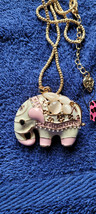 New Betsey Johnson Necklace Elephant Pink White Cute Collectible Decorative Nice - £11.98 GBP