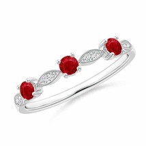 ANGARA Ruby &amp; Diamond Marquise and Dot Band in 14K Solid Gold - £516.07 GBP