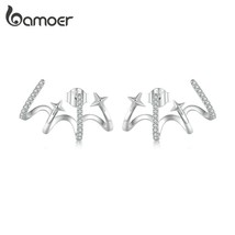 Bamoer 925 Silver Needle Multi-layer Zircon Stud Earrings Simple Star Earrings f - £12.12 GBP