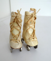 Vintage 1950&#39;s Oilcloth Roller Skates 2 1/8&quot; for Medium Size Doll - £14.19 GBP