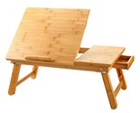 Laptop Desk Table Adjustable 100% Bamboo Foldable Breakfast Serving Bed ... - $89.99