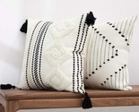 Bohemian Throw Pillow Covers (18 X 18 Inches, Ivory/Black), Neutral Woven - £30.52 GBP