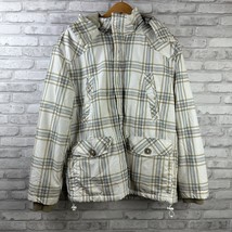 Reclaim Men&#39;s Jacket Size M Tan Gray Brown Plaid Stripes Removable Hood ... - $19.94