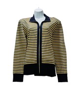 Misook Misook Misook Blue Tan Striped Cardigan Women’s M - $856.45 MXN
