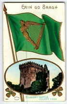 St Patrick&#39;s Day Postcard Embossed Harp Flag Blarney Castle Irish Julius Bien - £10.43 GBP
