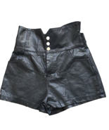 ZIE LA Korean Style Shorts High Waist Petite L Pockets Vegan Faux Leathe... - £23.20 GBP