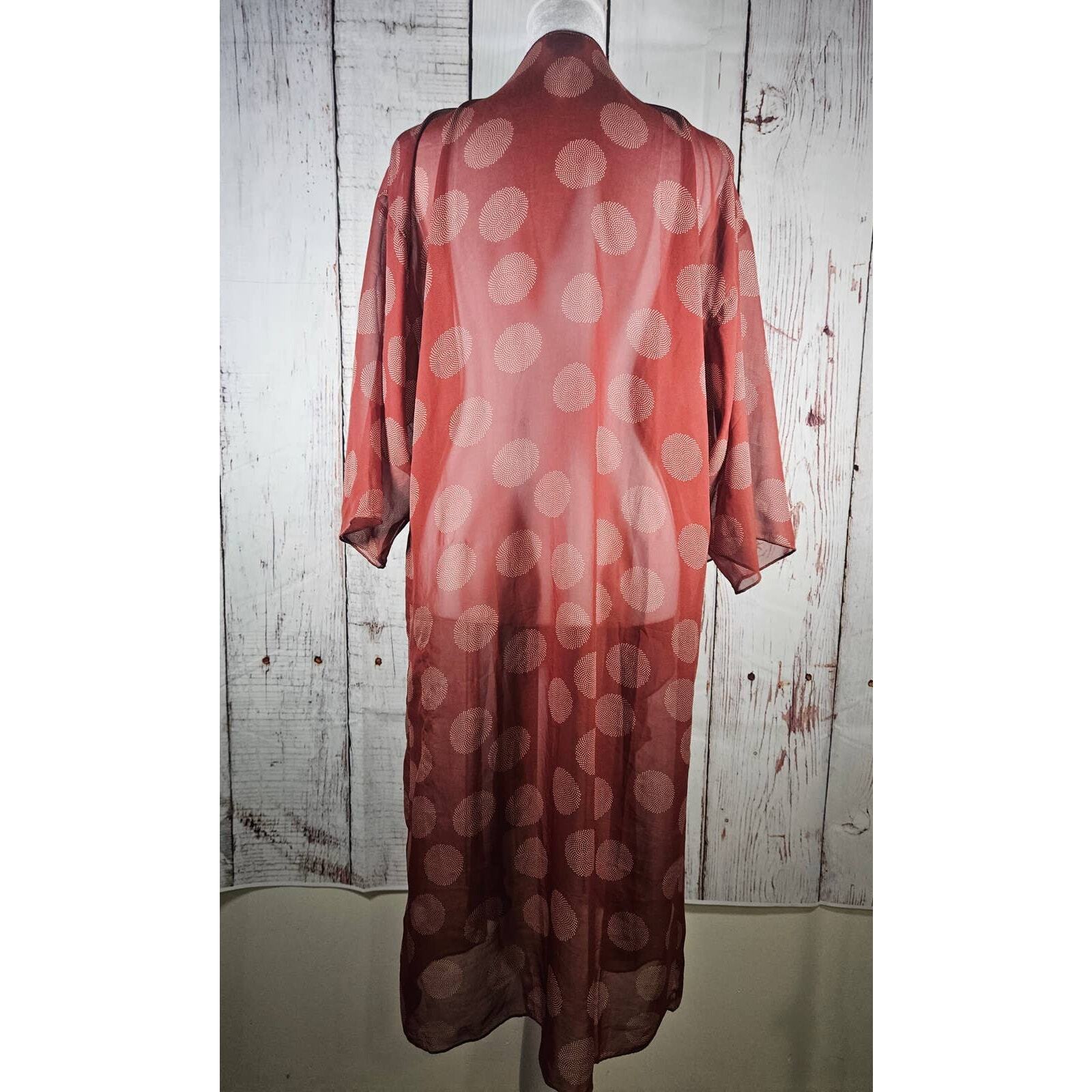 LuLaRoe Women's Lightweight Cardigan Size Medium Brick Red and White Item image 5