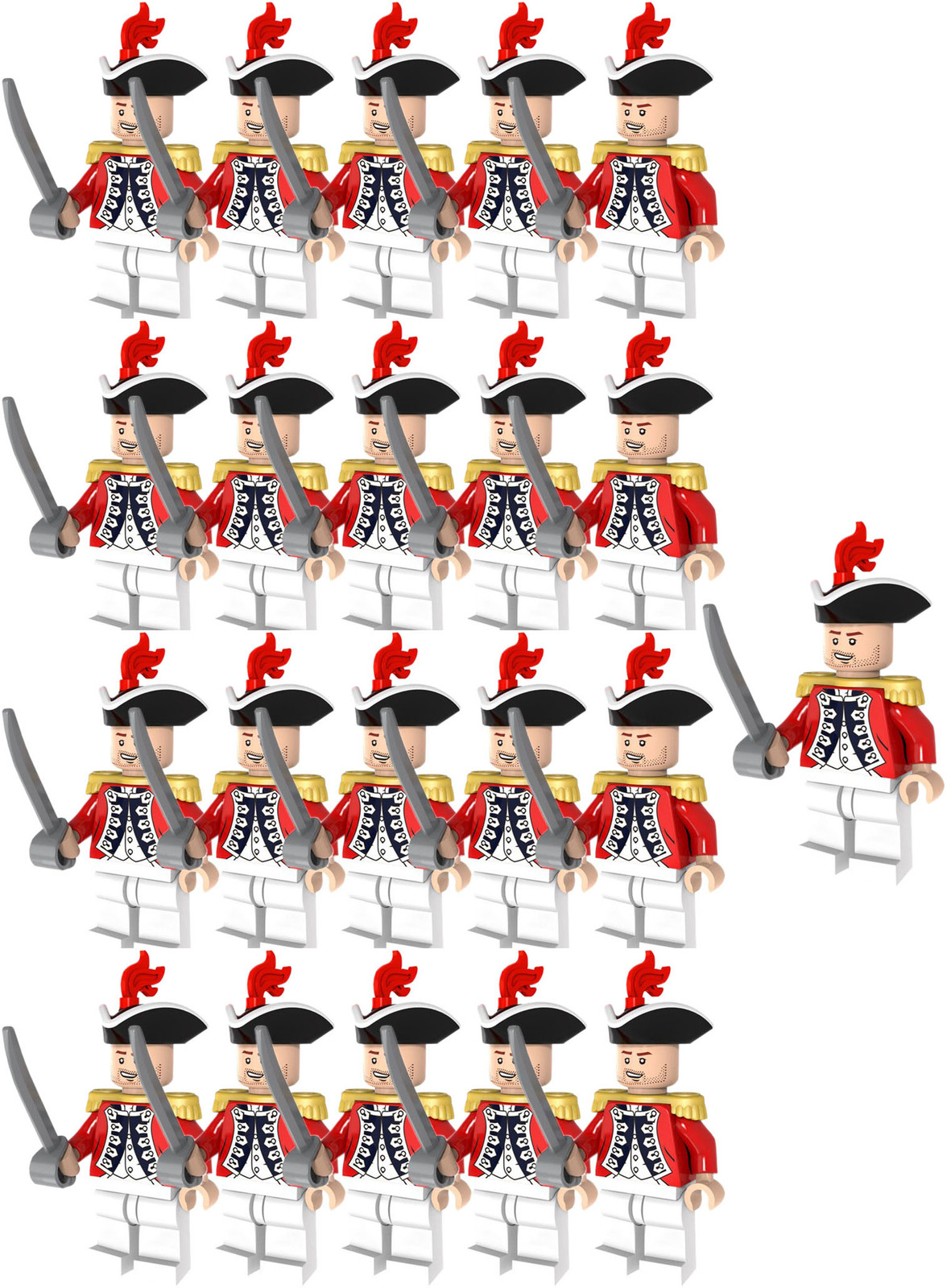 21pcs American Revolutionary War British Redcoat infantry Army Set D Minifigures