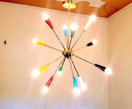 12 Arm Mid Century Painted Sputnik Chandelier Home Décor Brass Lighting  - £140.18 GBP