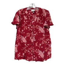 Knox Rose Womens Red Floral Button Hawaiian Top Blouse Size XS - £11.38 GBP