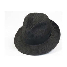 Men's Bently Semi Crushable Fedora Pinch Front Briad Hat Leonardo LE231 Black image 2