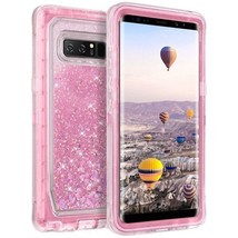 For Samsung S7 Transparent Heavy Duty Glitter Quicksand Case w/ Clip PINK - £5.43 GBP