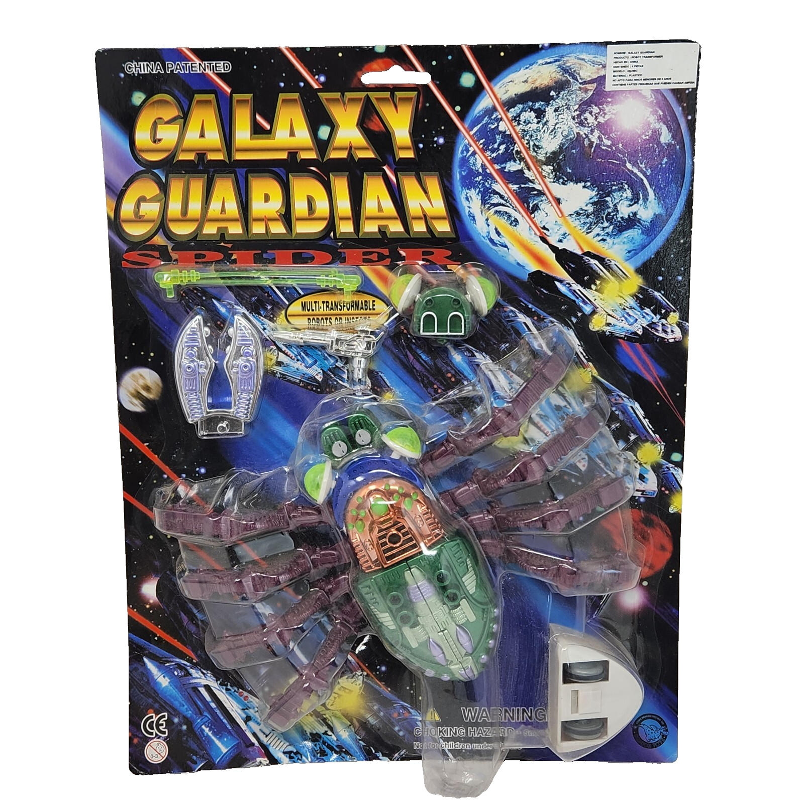 VINTAGE GALAXY GUARDIAN SPIDER TRANSFORMABLE ROBOT OR INSECT TOY NOS NEW... - $46.55