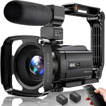 4K Video Camera Camcorder 48Mp Uhd Wifi Ir Night Vision Vlogging, 2 Batteries - $194.99