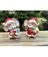 2 Vintage Porcelain Christmas Mouse / Mice Figurines In Santa Suits 4.5”... - £9.24 GBP
