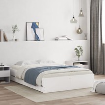 Modern White Wooden Double 135x190 cm Size Bed Frame Base With 6 Drawers Wood - £195.28 GBP