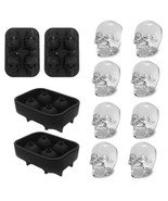 3D Skull Ice Mold 2Pk Easy Release Silicone Mold 8 Cute and Funny Ice Skull - £15.87 GBP