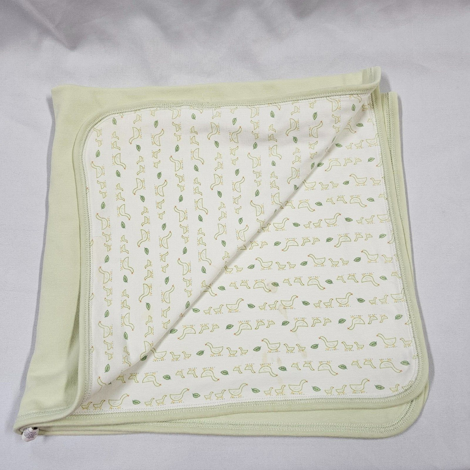 Primary image for Baby Gap White Green Goose Geese Duck Leaf Baby Blanket Cotton 28x30"