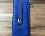 Lodis Blue Leather Audrey Credit Card Holder Wallet Slim - $19.94