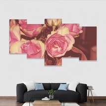 Multi-Piece 1 Image Pink Roses Shabby Chic Ready To Hang Wall Art Home D... - £79.92 GBP