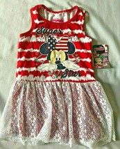 Minnie Mouse Dress Girls 2t 3t Toddler Red USA Flag Bow NEW Disney Lace ... - £15.60 GBP