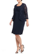 New Rm Richards Navy Blue Lace Jacket Dress Size 14 W 16 W 18 W Women Plus $140 - £67.02 GBP+