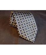 MENS SILK NECK TIE BOCARA HANDMADE Textured Print Black Silver - $11.87