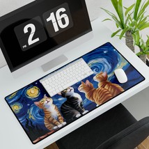 Artistic Cat Desk Mat, Cat Lover&#39;s Mouse Pad, Home Office Pet Themed Off... - $40.68 CAD