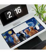 Artistic Cat Desk Mat, Cat Lover&#39;s Mouse Pad, Home Office Pet Themed Off... - $40.71 CAD