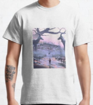 Legendary Animals Deer with Hiker on Old Village by Ian Fantasy Classic T-Shirt - £16.88 GBP