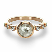 Rose Cut Diamond Engagement Bezel Ring 14K Rose Gold Natural Fancy Gray 1.42 TCW - £1,027.17 GBP