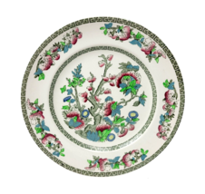 Johnson Brothers Indian Tree Dinner Plate Green Greek Key Cream Porcelain 10&quot; - £13.40 GBP