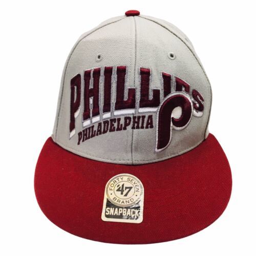 Philadelphia Phillies '47 Brand Snapback Hat Red Gray Throwback OSFM Cooperstown - $33.20