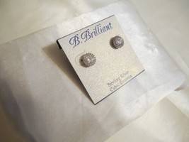 B. Brilliant Sterling Silver Pave Round Cubic Zirconia Stud Earrings F386 $90 - $24.43