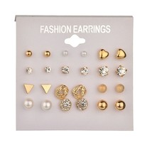 Fashion 12 pairs/Set White Simulated  Stud Earrings Set For Women Jewelry Access - £10.50 GBP