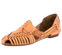 Women Sandals Mexican Huaraches Real Leather Closed Slip On Tan Boho #107 - £27.87 GBP