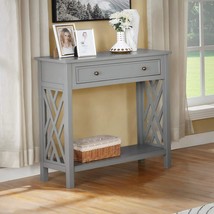 Coventry 32&quot; Wood Console Table With Drawer And Shelf, Gray - £108.52 GBP