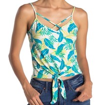 Poof white enamel combo tropical print tie front strappy v-neck tank top... - $14.99