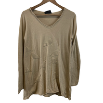 NEW Luukaa Nell Textured V-Neck Sweater Beige Long Sleeve Lagenlook Wome... - £30.86 GBP