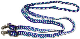 Horse Roping Knotted Nylon Braided Western Barrel Reins Teal Purple 607519 - $16.82