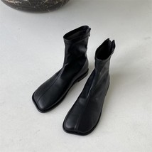 Rock Shoes Woman Autumn Boots Flat Heel Zipper Boots-Women Ladies Ankle Leather  - £37.84 GBP